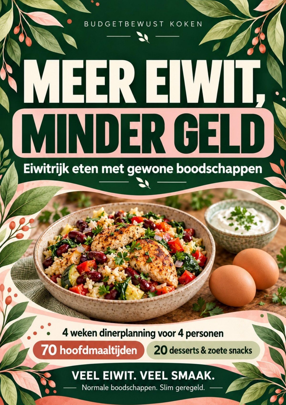 Cover van het kookboek Meer Eiwit, Minder Geld